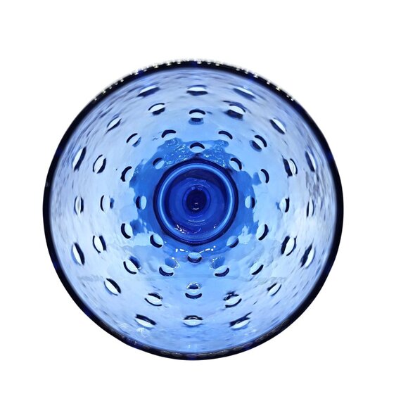 Libbey Hobnail Cobalt Blue Glass Goblets Set Of 4 Unique Textured Drinkware - Picture 4 of 12